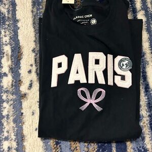 Aeropostale Black Tee with Pink Paris Graphic